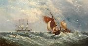 Ebenezer Colls Sailboats in a squall oil painting artist